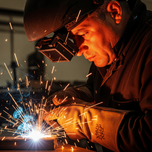 Hombre soldando